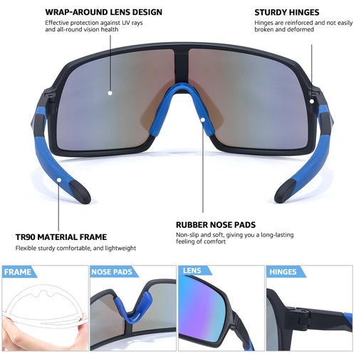 SODQW Kids Baseball Sunglasses Sports Wrap Around Frame Cycling Running Glasses for 6-12 boys girls