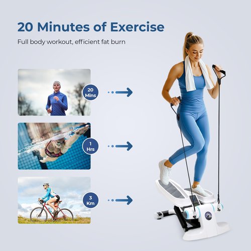 Steppers for Exercise at Home, Adjustable Height Mini Stepper with Resistance Bands, Stair Stepper with 286 lbs Loading Capacity, Stepper for Full Body Workout