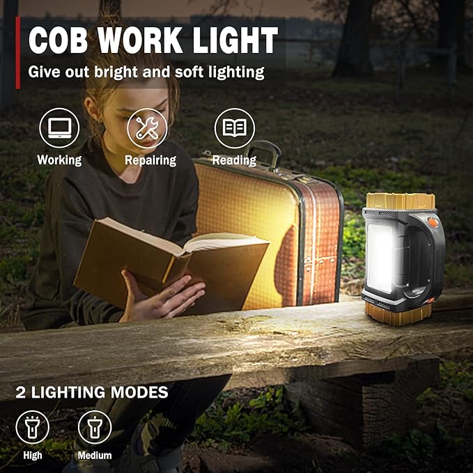 2-Pack Solar Flashlights High Lumens Rechargeable Outdoor Waterproof Spotlight LED Work Light Searchlight Lantern for Camping Emergencies