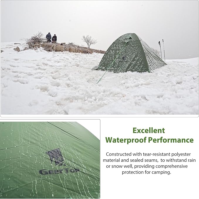 GEERTOP Ultralight 2 Person Backpacking Tent 4 Season Waterproof Camping Tent Double Layer Cold Weather Easy Set Up Tents for Family Camp, Hiking, Hunting Outdoor Mountaineering Travel