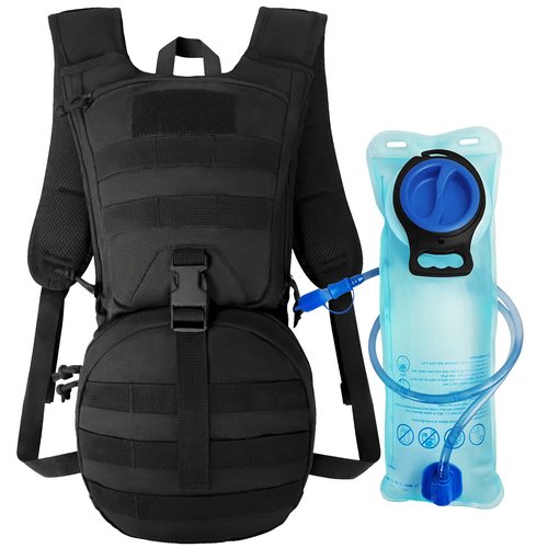 Tactical Molle Hydration Backpack Pack, Military Insulated Water Backpack with 3L Water Bladder for Hiking Running Biking Cycling Black