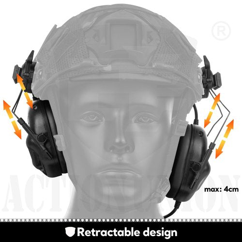 ACTIONUNION Tactical Headset for Airsoft Fast Helmet No Noise Reduction (Black)