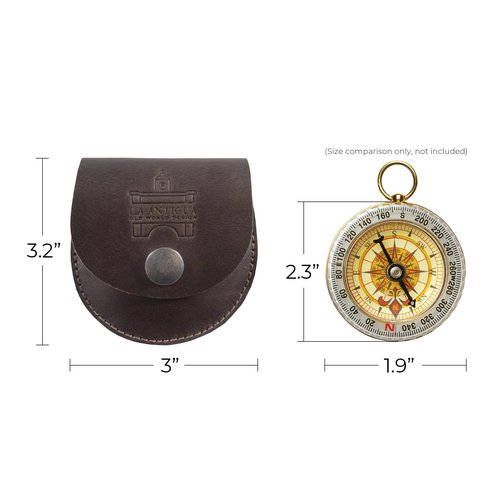 La Antigua, Carry Case for Compass, Classic Pouch, Protective Bag with Loop, Outdoor Accessories, Full Grain Leather, Handmade, Bourbon Brown
