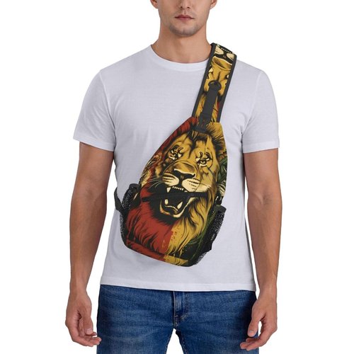 PVTIONXIE Rastafarian Lions Sling Backpack for Women Men, Chest Bag Daypack Crossbody for Travel Sport Running Hiking