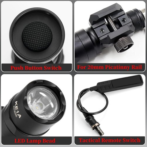 CPFIVE Tactical Flashlight Flashlight with Remote Pressure Switch Picatinny Mount