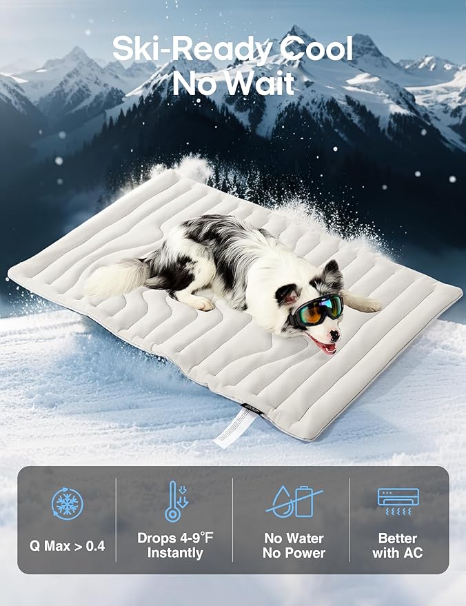 ZonLi Dog Cooling Mat, 48" x 28"Large, Reversible Cooling Pad for Dogs & Cats (Cool & Warm), Durable & Machine Washable, Pet Mat for Crate, Kennel, Bed, Sofa, Arctic Grey