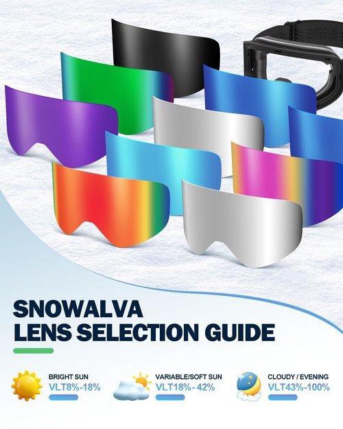 Snowalva Ski Goggles, Frameless Snowboard Goggles with 2 UV400 Magnet Ski Lenses for Men & Women (Silver(vlt 9%) + Clear (Vlt 83.5%))
