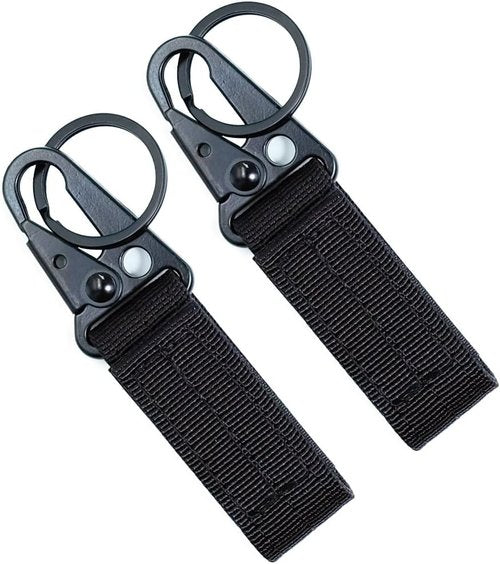 FAIRWIN Tactical Gear Clip, Nylon Key Ring Holder or Belt Keeper Military Utility Hanger Carabiner Molle Hook, Black, Tan, Green