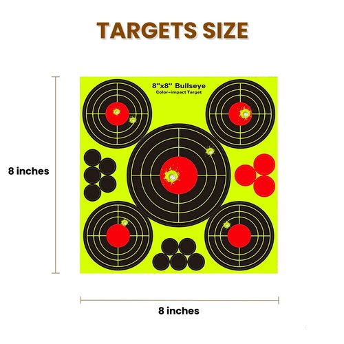 Splatter Targets Stickers - Self Adhesive Shooting Targets Bullseye Shot with Bright Yellow Effect for Outdoor Indoor Shooting Practice - 8x8 Inch(20Pack)