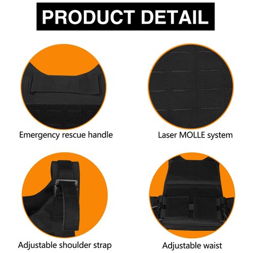 LASVENIS Tactical Vest for Men, Quick Release Lightweight Vests, Adjustable Breathable Weighted Vest