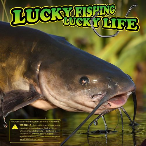 LUCKYFISHING Octopus Hooks Fishing Hooks for Saltwater Freshwater Offset Catfish Hooks for Bass Trout Redfish Fishing Hook Size 8/0 with 50PCS