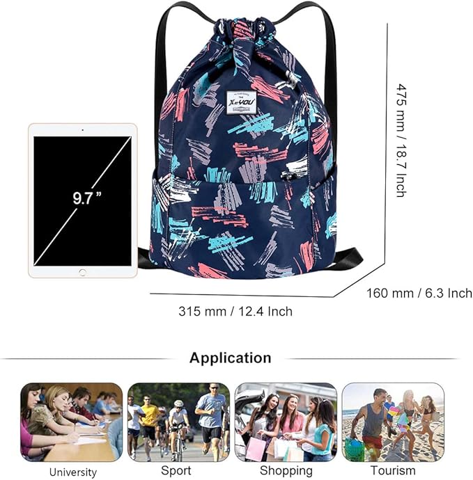 XEYOU Drawstring Sports Backpack Lightweight Gym Yoga Sackpack Shoulder Rucksack Casual Outdoor Daypack for Women and Men