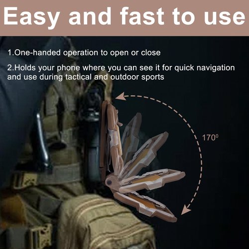 Relioky MOLLE Vest Phone Holder,Chest Phone Mount Tactical Vest Attachment，Folding Navigation Phone Board Universal Chest Phone mounting Accessory,for Screen Size 4.7"-6.7"