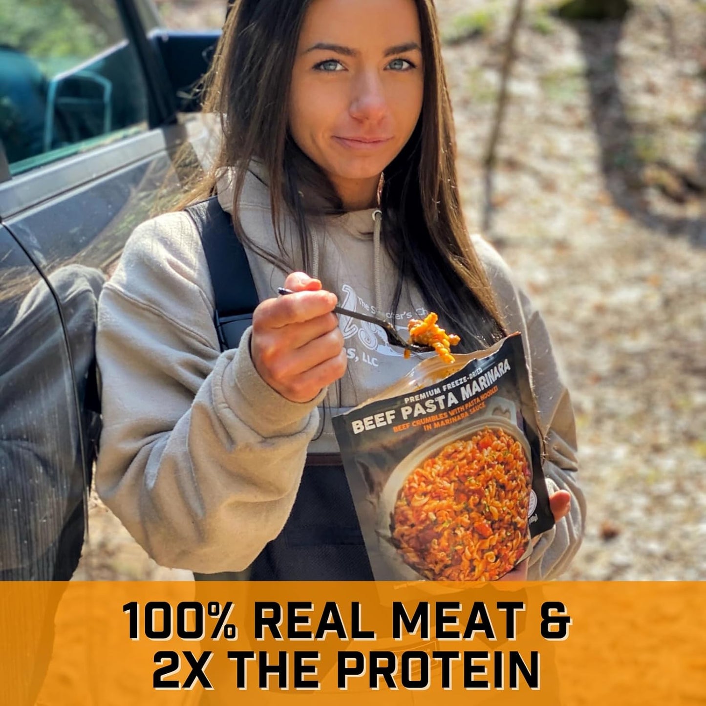 Peak Refuel Beef Pasta Marinara | 49g Protein | 1040 Calories | 100% Real Meat | Premium Freeze Dried Backpacking & Camping Food | 2 Servings | Ideal MRE Survival Meal