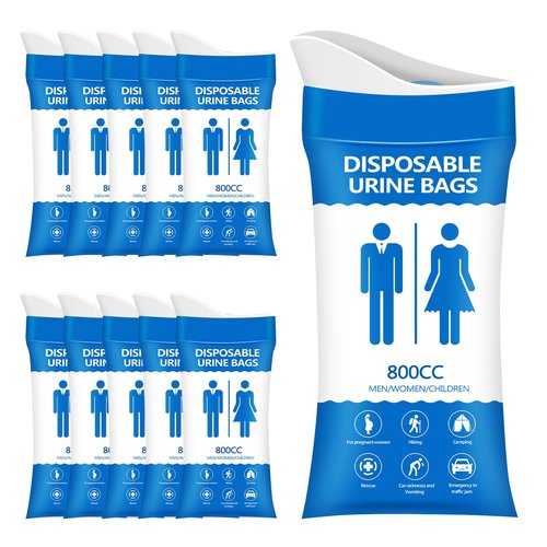 COZYPEPE Disposable Urine Bag for Emergency Use, 12PCS 800ML Unisex Urinal Bag, Travel Urine Bag, Portable Toilet Bag, Vomit Bag for Camping, Traffic Jams, Pregnant, Patients, Hiking and Kids