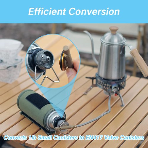 NIIIYTYB 2 Pieces Butane to Propane Adapter 1 Lb Propane Small Tank Input EN417 Valve Output Camping Stove LPG Adaptor Isobutane Outdoor Cylinder Canister Converter