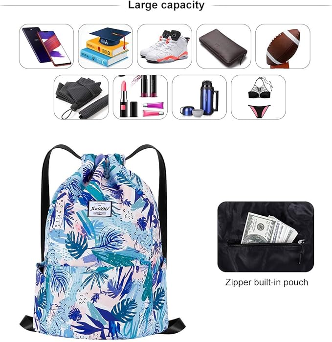 XEYOU Drawstring Sports Backpack Lightweight Gym Yoga Sackpack Shoulder Rucksack Casual Outdoor Daypack for Women and Men