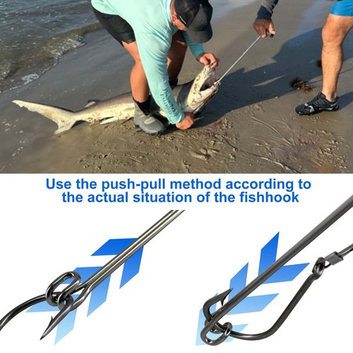 2 Pack Stainless Steel Fishing Hook Remover，Push/Pull Hook Remover，Dehooker Tool,Anti-Lost Saltwater Dehooker Tool Shark Hook Remover (17")