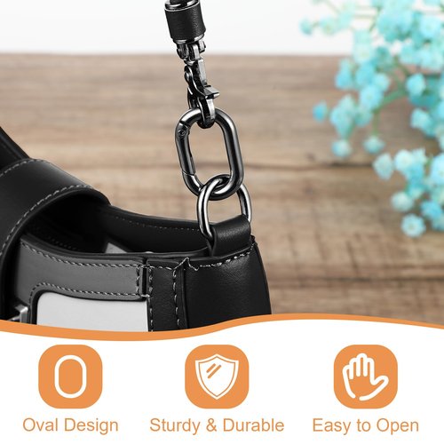 Ymapinc 10Pcs Spring Snap Hook, Oval Carabiner Clip, Tiny Metal Key Chain Clip Quick Release Car Key Ring Small Locking Carabiners Safety Chain Connector for Hiking Purse Backpack