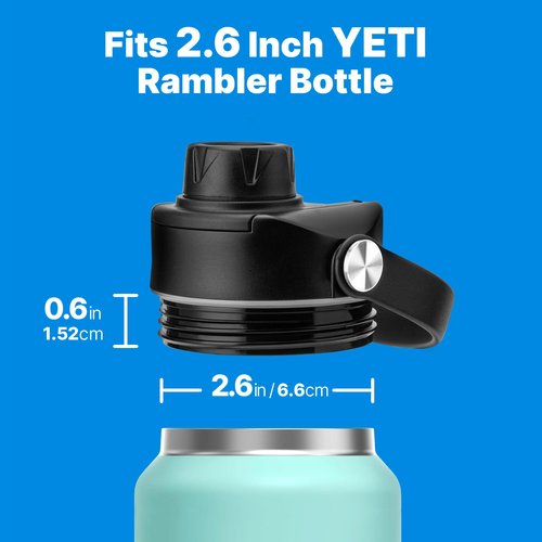 Bluwing Spout Lid for Yeti Rambler Water Bottle 18 26 36 64 oz and Jr. 12 oz Kids Bottle, Replacement Lids with Flexible Handle for YETI Rambler Bottles, BPA Free(Black)