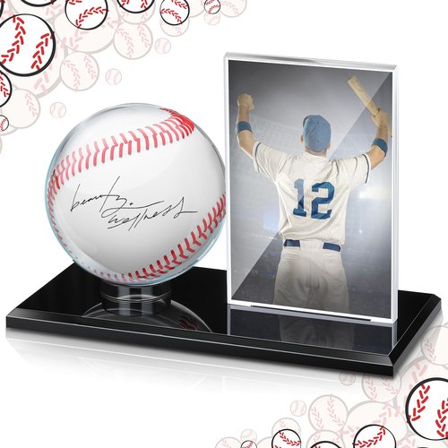 DoubleFill Acrylic Baseball Display Case for Ball and Cards Clear Base Ball Holder Ring Stand Set Centerpieces Protector Memorabilia Showcase for Official Size Baseball(Small)