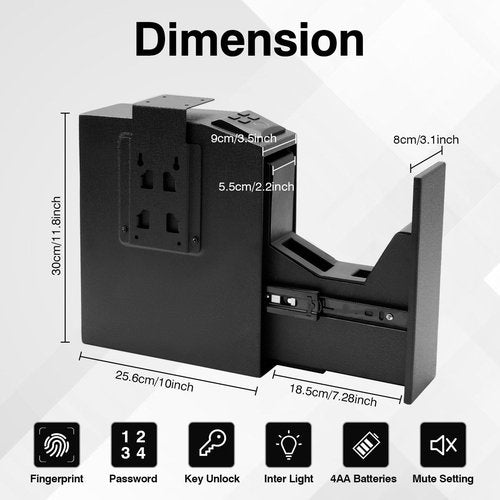 Sgorlds Biometric Slider Gun Safe for Handgun,Auto Sliding Door Hand Gun Safes, Quick Access Pistol Gun Box for Nightstand, Desk, Bed Side With Fingerprintt, PIN Code, KEY Access