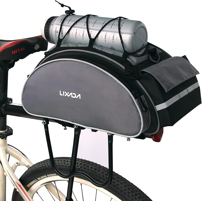 Lixada Bicycle Back Pannier Bag Bicycle Back Seat Bag Saddle Bag Shoulder Bag for Mountain Bike Cycling Outdoor