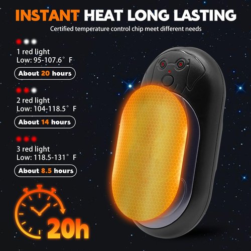 Labrador Dog Rechargeable Hand Warmers 2 Pack, 3000mAh Portable, Ideal Gifts for Men, Christmas, Outdoor Camping, Hunting Accessories (Black Gray, L)