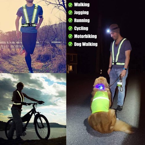 2Pack Reflective Vest Running Gear, Safety VES Adjustable High Visibility for Night Cycling, Highking, Dog Walking, Jogging (Green+Pink)