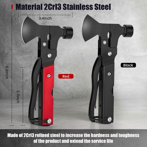 Mutoto 14-in-1 Multi Tools Hatchet Hammer Camping Gear, Multitool Hatchet Axe Camping Essentials for Camping Outdoor Survival Hiking (RedBlack)