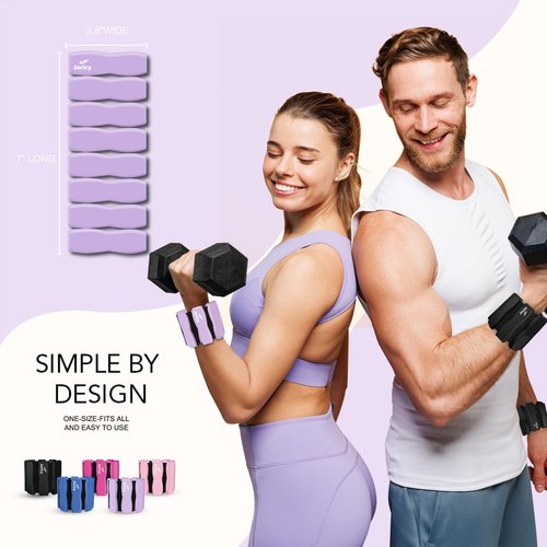 Wrist Weights Adjustable Ankle Weights for Women Men Kids 1LBS *2 Pilates Silicone Leg Arm Weighted Bracelet for Yoga Dance Running Walking Swimming Home Gym Physical Therapy Purple