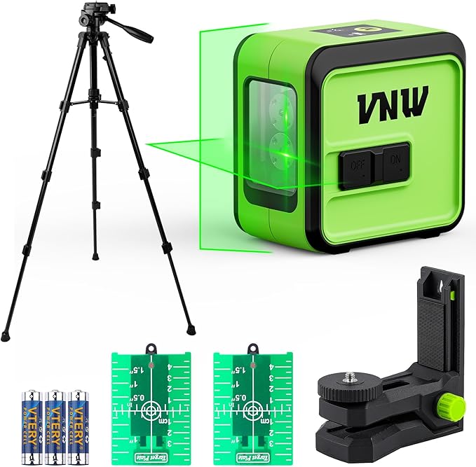Laser Level with 50Inch Tripod - 98Ft Self Leveling Cross Line Leveler Tool for Picture Hanging,Construction and Renovation - Magnetic Base,Carrying Bag Included