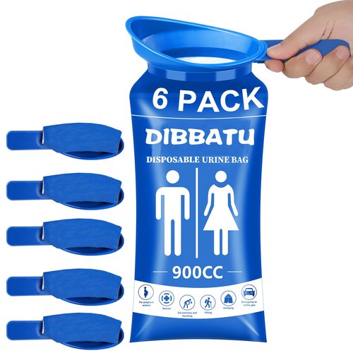 DIBBATU Disposable Urine Bags for Women, 6/12PCS Female-Friendly Travel Urinal Bags, 900ML Pee Bags for Travel for Women/Men, Emergency Unisex Camping Pee Bags for Hiking, Road Trip, Traffic Jam