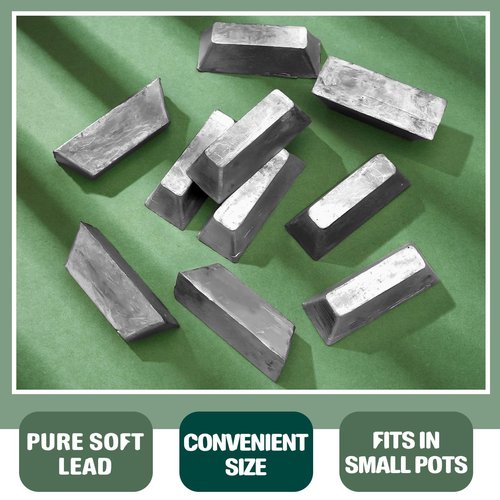Moxweyeni 10 Pcs Pure Soft Lead Ingots with 99.9% Purity Each Lead Melting Pot for Casting of Fishing Sinkers Fishing Weights Bullets Casting(3.1 x 1.2 x 1.1 Inch)