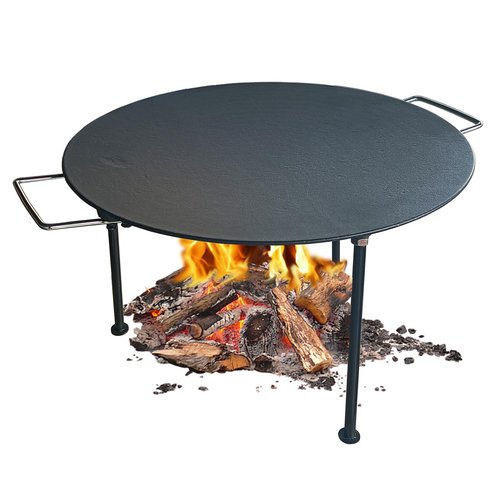 BBQCuker 18"Campfire Grill Griddle, Cast Iron Grill Pan with Handles, 3 Removable Legs, Fire Pit Grill,Campfire Cooking Equipment,Griddle for Gas Grill and Outdoor BBQ
