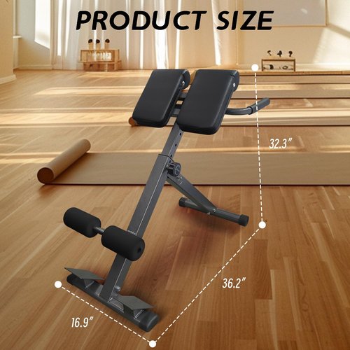 Houbos Hyperextension Roman Chair - Adjustable Bench Foldable Exercise Bench Back Extension Machine Roman Chair Exercise Equipment for Home
