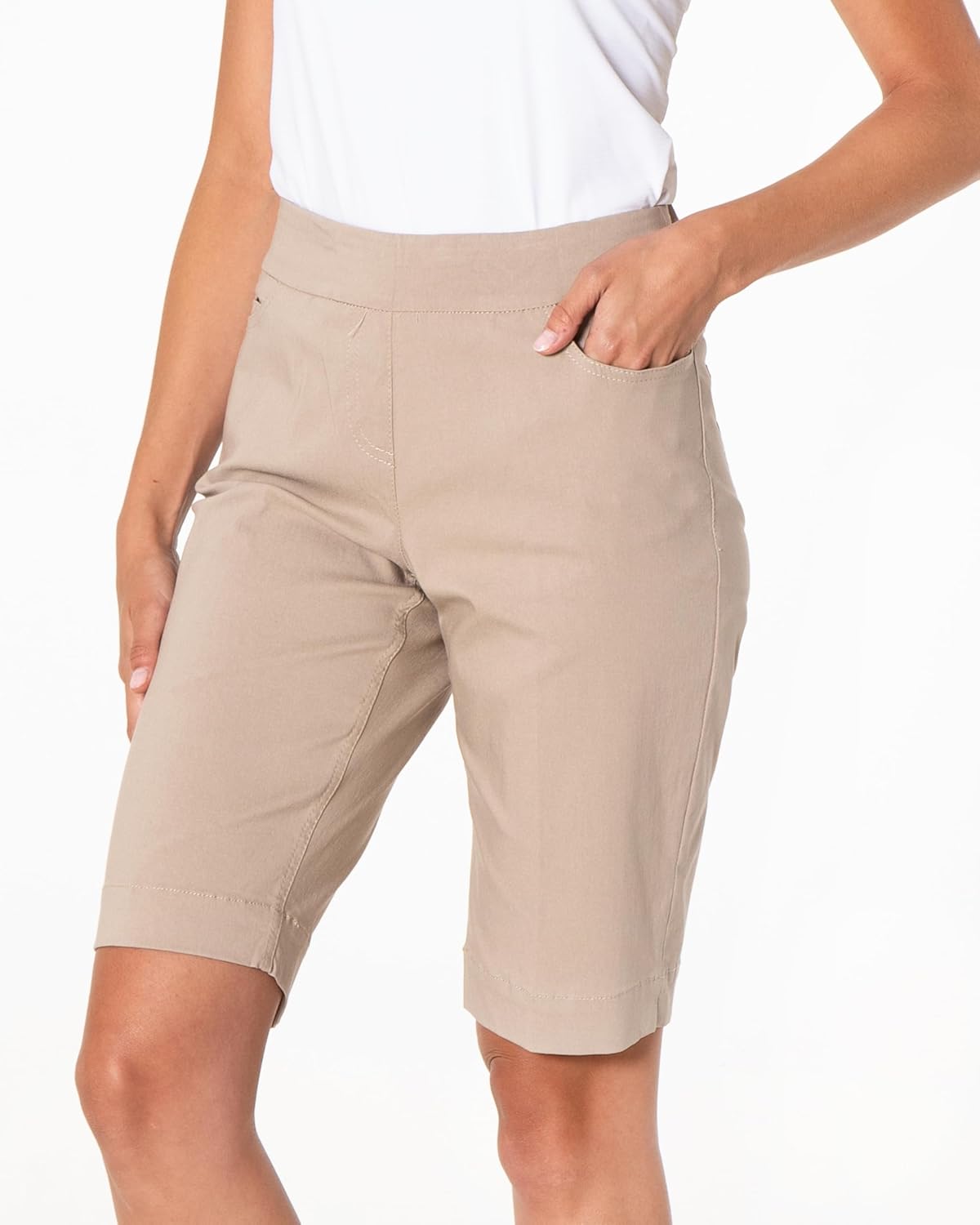 SLIM-SATION Women's Golf Wide Band Pull On Short with Real Pockets