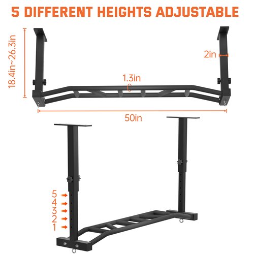 HWOOUSA 48" Ceiling Mount Pull Up Bar - Heavy Duty Multi-Grip Chin Up Bar for Garage/Home Gym and Strength Training, Adjustable Height&Supports to 600 Lbs