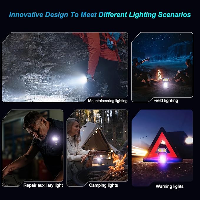 Mini LED EDC Tactical Flashlight - Multifunctional Outdoor Flashlight for Night Working, Running, Camping, Fishing, Hiking, USB C Charging Warning Flash Light Mobile Phone Emergency Power Bank