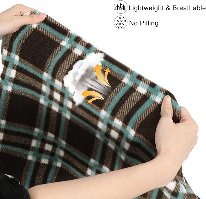 REDCAMP Fleece Sleeping Bag Liner Thicker for Adult Warm or Cold Weather, 73" Long Full Sized Zipper Camping Blanket for Outdoor Indoor Used with Sack, Brown