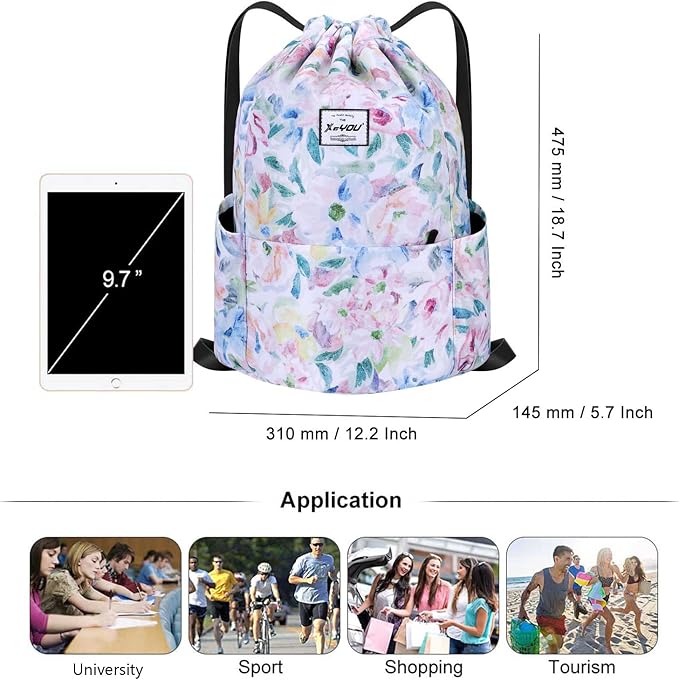 XEYOU Drawstring Sports Backpack Lightweight Gym Yoga Sackpack Shoulder Rucksack Casual Outdoor Daypack for Women and Men