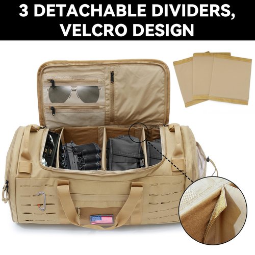 Bagenerous 48L Military Duffle Bag with Separate Shoe Compartment,Tactical Gear Backpack Molle System,Khaki