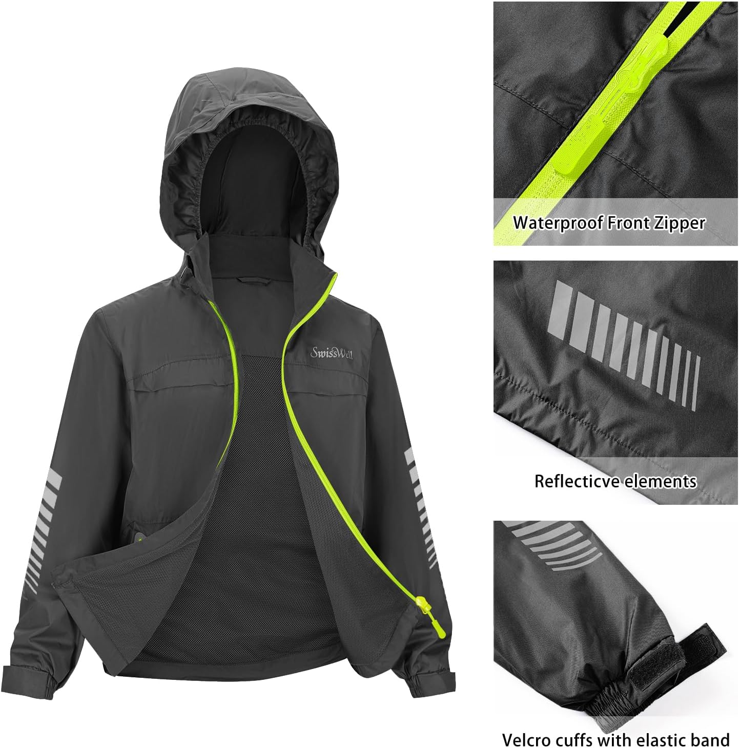SWISSWELL Kids Rain Gear Boys Girls Youth Waterproof Rain Suit Breathable Reflective Raincoat and Pants