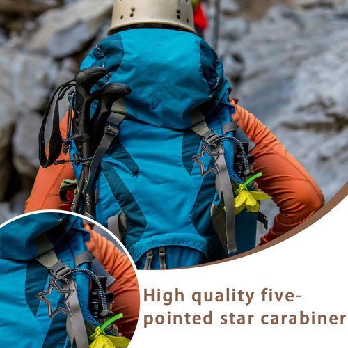 Star Carabiner, Shaped Stainless Steel Keychain Clip with Spring Opening, Carabiner Snap Hook Holder, Star Carabiner Hook Clip, Key Holder Carabiner Clip (6 Pcs, 3 Colours)