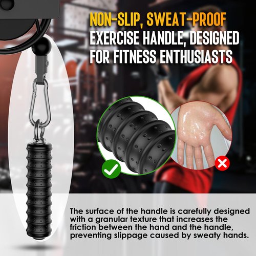 LAT Pull Down Bar Attachment for Tricep Rope Cable Machine, Ergonomic Cable Attachment Handle with Rubber, Gym Cable Accessories for Muscle Building, Strength Training (Single Handle - 1Pc)