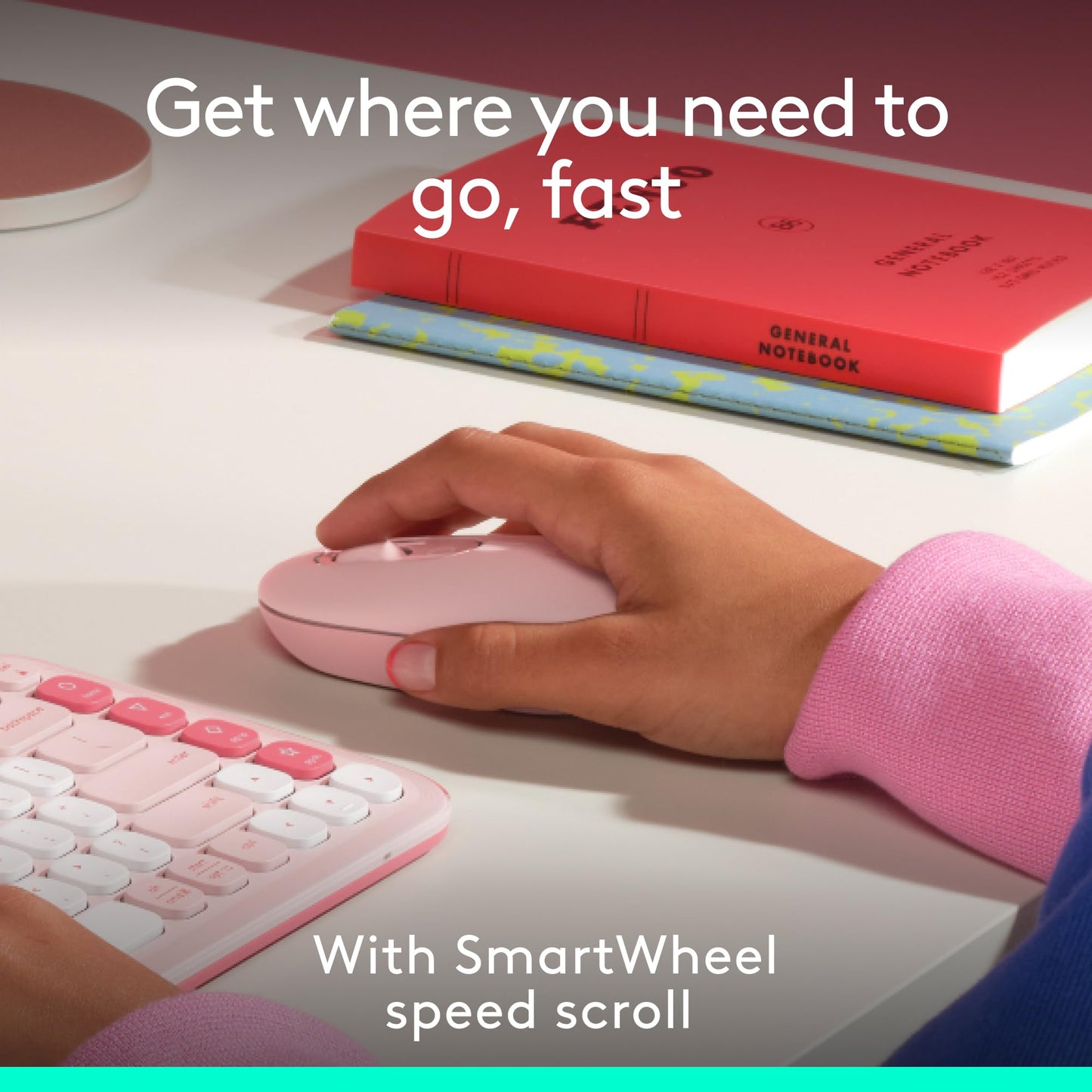 Logitech POP Mouse, Wireless Mouse with Customizable Emojis, SilentTouch Technology, Precision/Speed Scroll, Compact Design, Bluetooth, Multi-Device, OS Compatible - Heartbreaker Rose