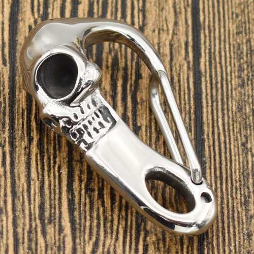 Heavy Metal Skull Key Clasp Carabiner Biker Stainless Steel Keychain