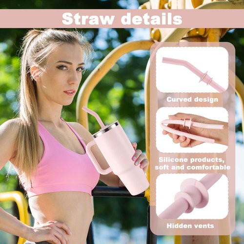 3pcs Press in Straw Replacement for Hydro Flask Travel Tumbler 40/32/28/20oz, BPA Free Reusable Silicone Tumbler Straws for HydroFlask Water Bottle Lid Accessories (Black, Pink and Blue)