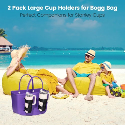 OUTXE 2 Pack Bogg Bag Cup Holder for Stanley, Large Drink Holder Compatible with All Bogg Bag, Adjustable Cup Holder Attachment, 40 oz Water Bottle Accessories for Simply Southern Bogg Bag