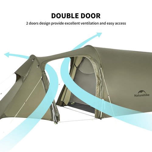 Naturehike Opalus Tunnel Tent with Vestibule, Waterproof 2-3 Person Backpacking Tent, Double Layer Tents for Camping